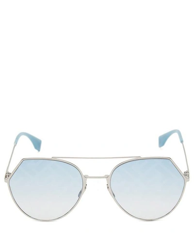 Fendi Eyeline Logo Aviator Sunglasses In Blue