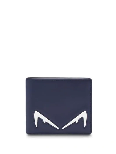 Fendi Diabolic Eyes Detail Leather Wallet In Blue