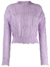 ACNE STUDIOS FRAYED CABLE KNIT SWEATER