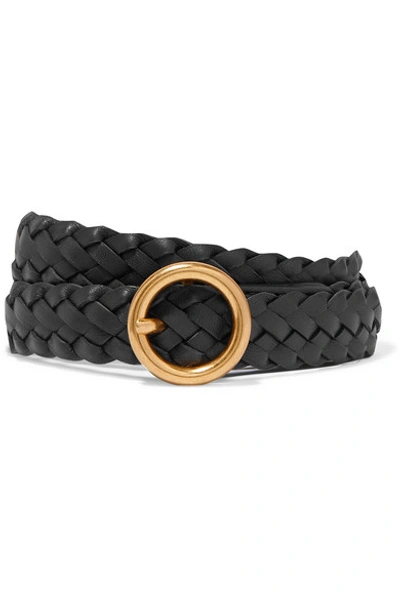 Bottega Veneta Intrecciato Leather Belt In Black