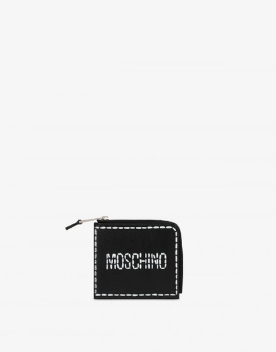 Moschino Leather Wallet With Logo In Black