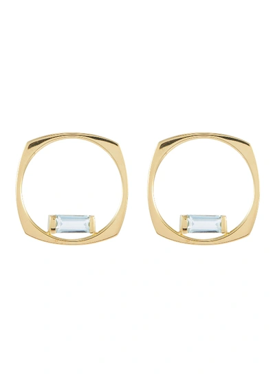 Aliita 'aro' Aquamarine 9k Yellow Gold Hoop Earrings In Metallic