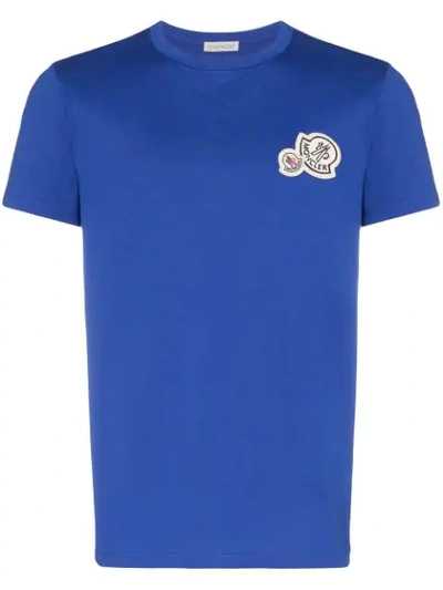 Moncler T-shirt Mit Logo-patch In Blue