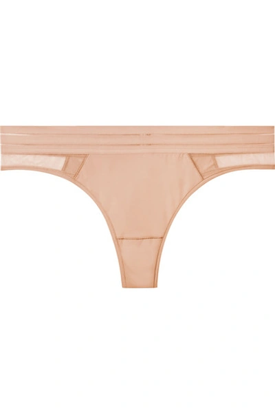 Maison Lejaby Tanga Stretch-jersey And Mesh Thong In Neutral