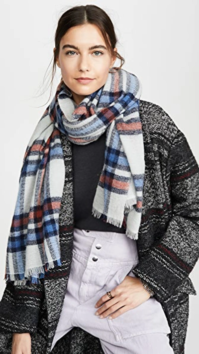 Isabel Marant Simona Checked Wool And Cashmere-blend Scarf In White