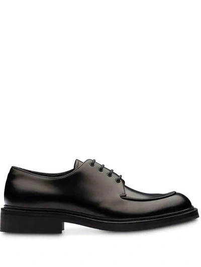 Prada Black Smooth Leather Derby Shoes