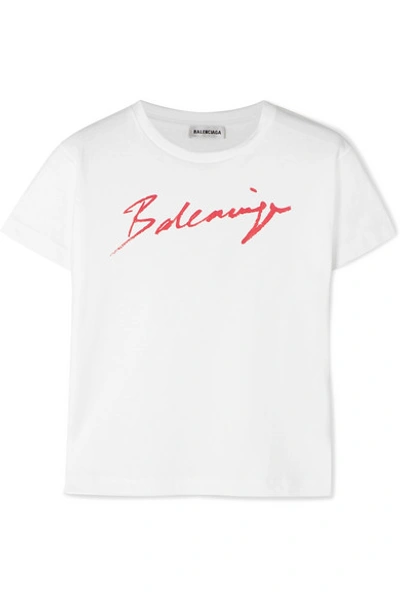 Balenciaga Printed Cotton-jersey T-shirt In White