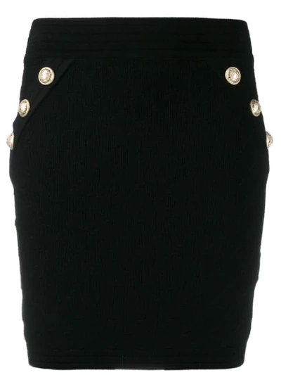 Balmain Viscose Blend Knit Mini Skirt In Black