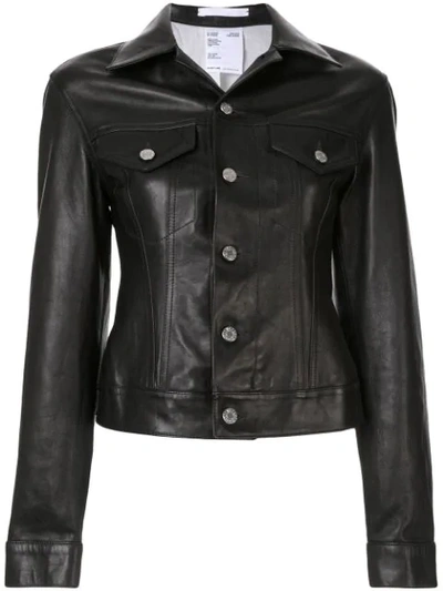 Helmut Lang 'femme' Leather Trucker Jacket In Black