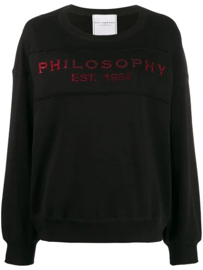Philosophy Di Lorenzo Serafini Red Glitter Embellished Logo Sweater - 黑色 In Black
