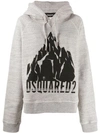 DSQUARED2 DSQUARED2 MOUNTAIN PRINT HOODIE - GREY