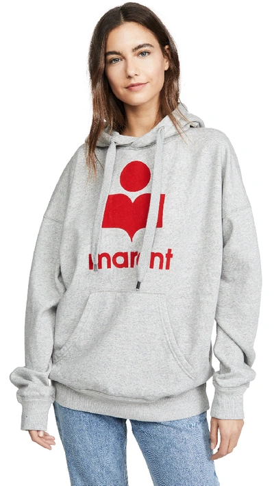 Isabel Marant Étoile Mansel Logo-printed Jersey Hooded Sweatshirt In Grey