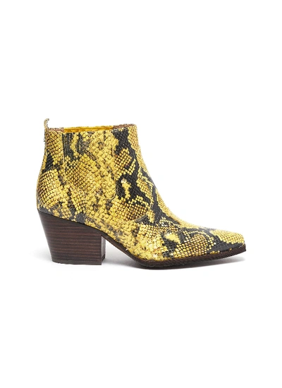 Sam Edelman 'winona' Panelled Snake Embossed Leather Ankle Boots In Yellow Snake Print