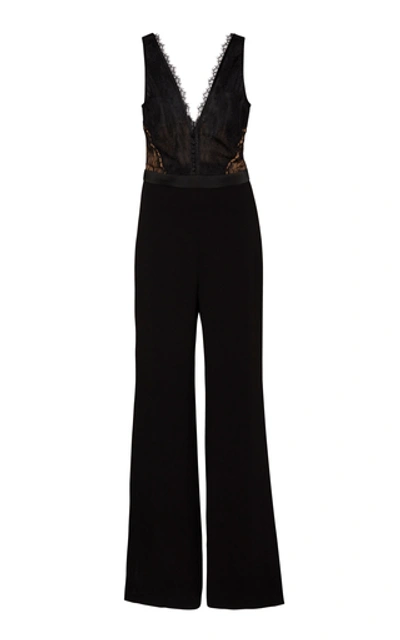 Simkhai Sateen Underwear Lace Jumpsuit In Black