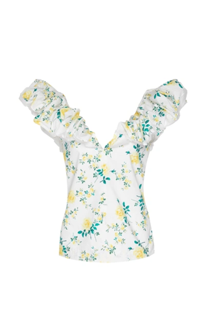 Philosophy Di Lorenzo Serafini Off-the-shoulder Floral-print Cotton-po In White
