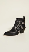 R13 THREE BUCKLE ANKLE BOOTS