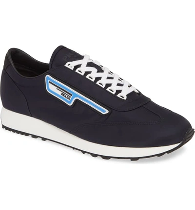 Prada Milano 70 Rubber And Leather-trimmed Nylon Sneakers In Navy