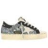 GOLDEN GOOSE HI STAR SNEAKERS IN GLITTER FABRIC WITH SUEDE STAR AND PLATFORM SOLE,10978150