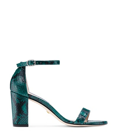 Stuart Weitzman Nearlynude In Emerald Python Printed Leather