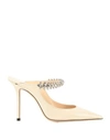 Jimmy Choo Lizard-embossed Leather Bing Mules Women In White