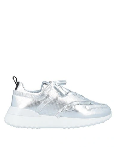 Tod's Silver Perforated Leather Low Top Sneakers