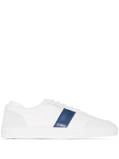 Axel Arigato White And Navy Dunk Leather Low Top Sneakers