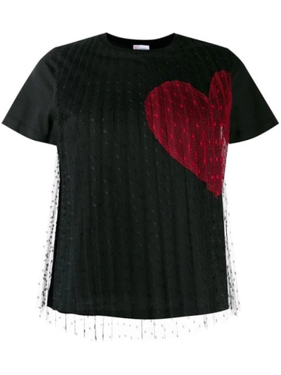 Red Valentino Heart-print Cotton-jersey T-shirt In Black