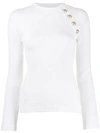 BALMAIN BUTTON-EMBELLISHED KNITTED TOP