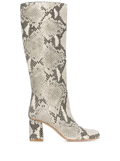 Red Valentino Snakeskin-effect Rock Color Leather Boots In Animal Print