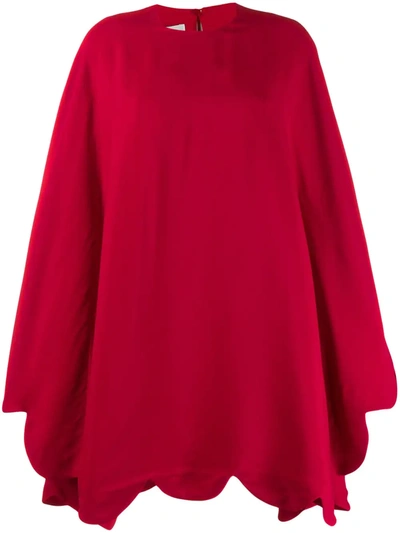 Valentino Puffball Hem Short Dress In Red