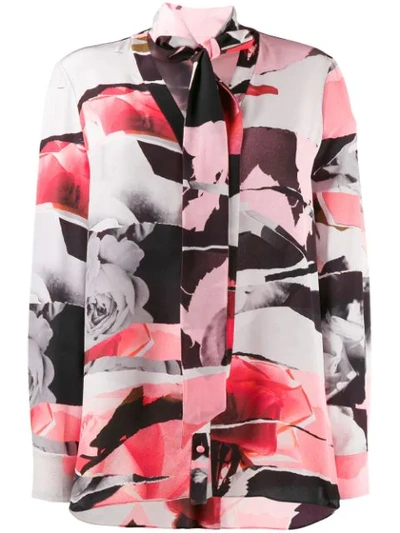 Alexander Mcqueen Pussy-bow Floral-print Silk Crepe De Chine Blouse In Multicolor