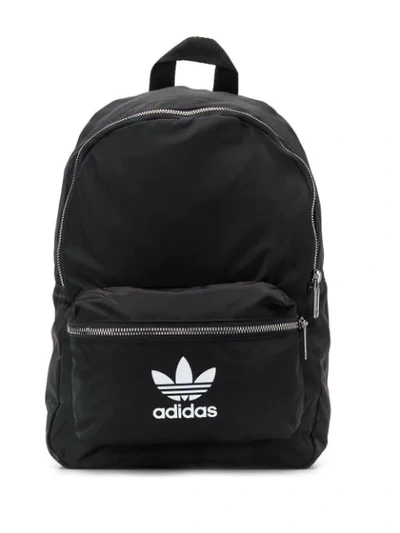 Adidas Originals Logo-print Leather Backpack In Black