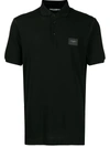 Dolce & Gabbana Logo Patch Polo Shirt In Black