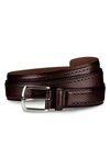 Allen Edmonds Manistee Brogued Leather Belt In Oxblood
