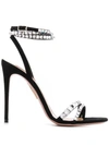 Aquazzura So Vera 105 Crystal-embellished Suede Sandals In Black ,metallic