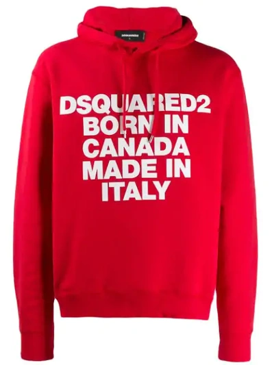 Dsquared2 Born In Canada Made In Italy Hoodie In Red