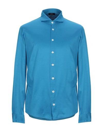 Barba Napoli Solid Color Shirt In Azure