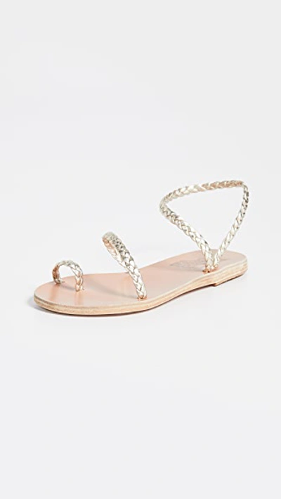 Ancient Greek Sandals Eleftheria Metallic Leather Sandals In Platinum