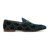 Gucci Navy Velvet Gg Jordaan Loafers In Blue