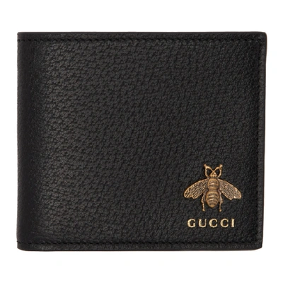 Gucci Black Animalier Bee Wallet In 1000 Black