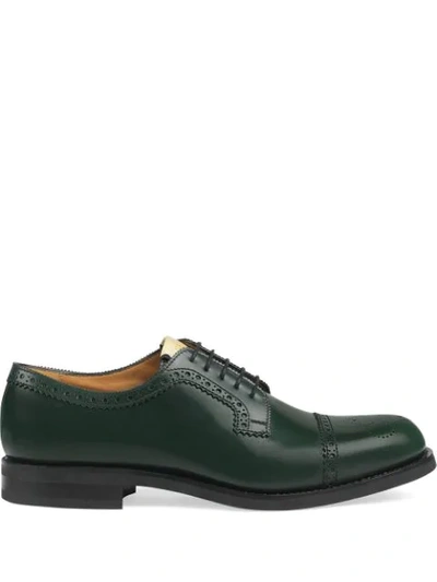 Gucci Brogue Leather Lace-up Shoe In Green