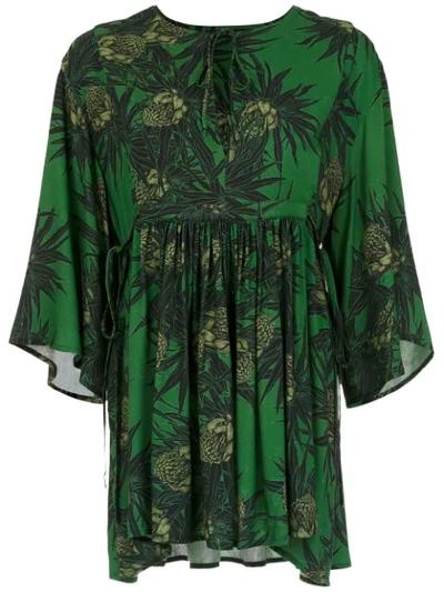 Andrea Marques Printed Blouse In Green