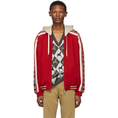Gucci Technical Jersey Bomber Jacket In 6523 Red