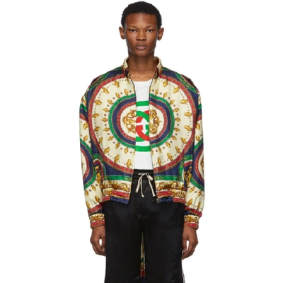 Gucci Printed Silk Bomber Jacket In Mermaid Circle Print