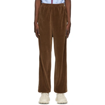 Gucci Interlocking-g Stripe Velour Jogger Trousers In 2051 Brown
