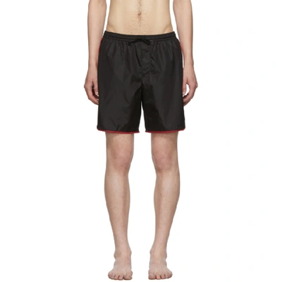 Gucci Interlocking Gg Stripe Swim Shorts In Black