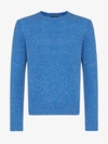 Prada Shetland Crew Neck Jumper In Blue