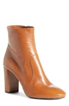 Prada Block Heel Bootie In Cognac