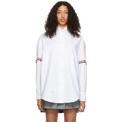 Thom Browne Oversized Penny-collar Cotton-oxford Shirt In White,red,blue