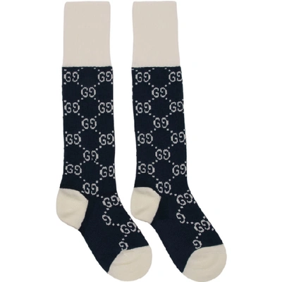 Gucci Gg Pattern Cotton Blend Socks In Black